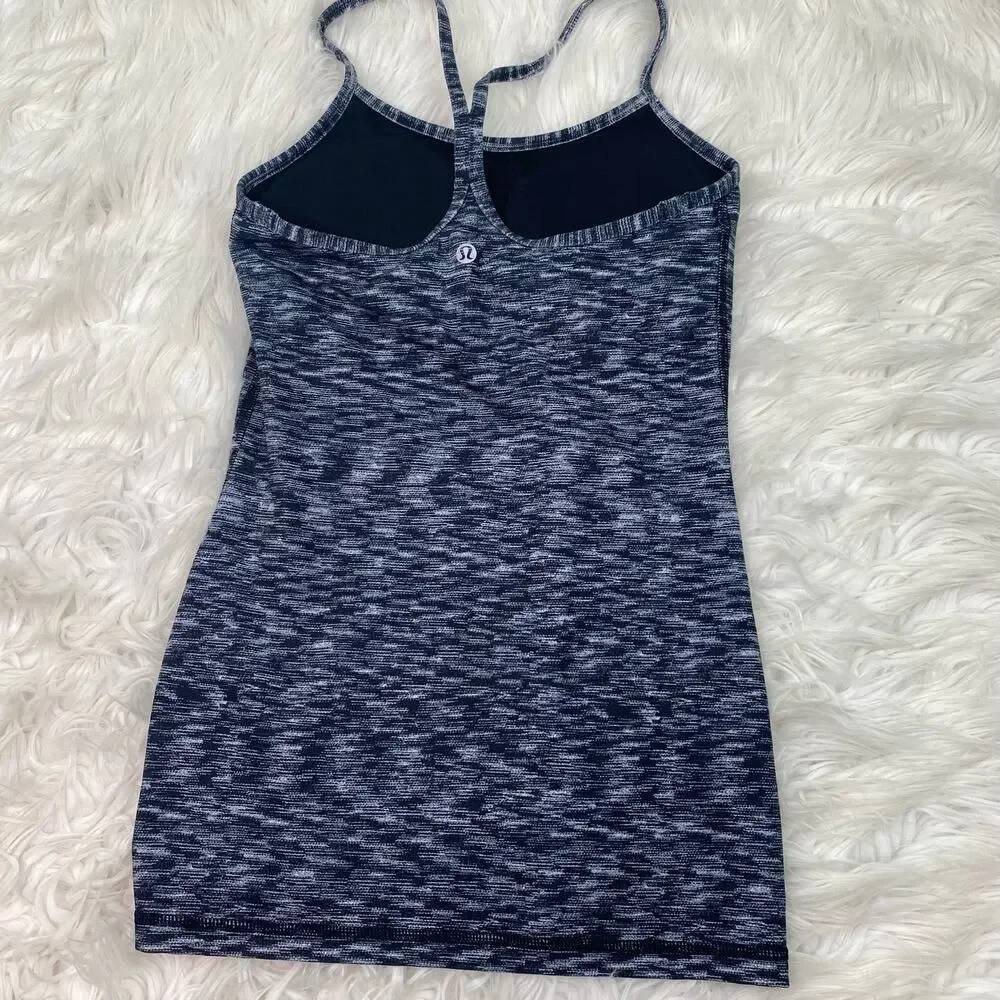 Lululemon Lululemon Power Y Tank Size 4 Dramatic Static White Black